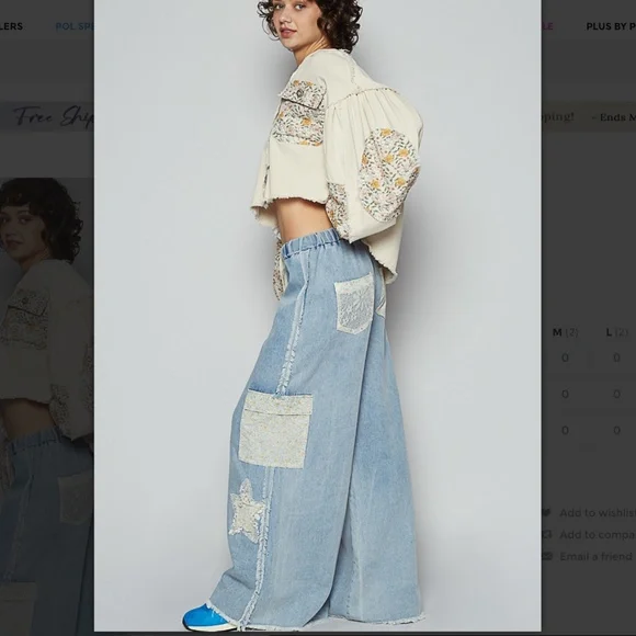๐POL โ Sarasota โ POL Denim Wide Leg Pants with Star Patch 68A - Picture 6 of 6
